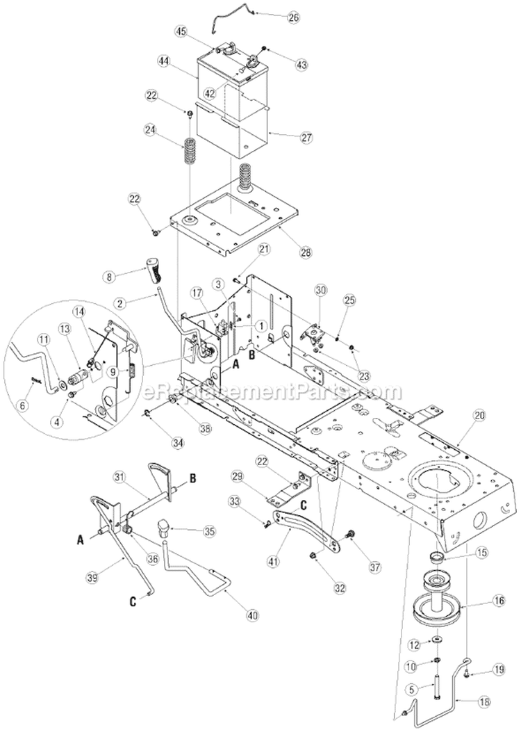 Page F Diagram and Parts List for 13A1760F700 2005 Yard Machines Lawn Tractor